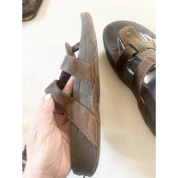 Skechers Tone Ups Slip On Strappy Sandals Brown Leather Size 8 Comfort Shape 39 - Picture 5 of 8